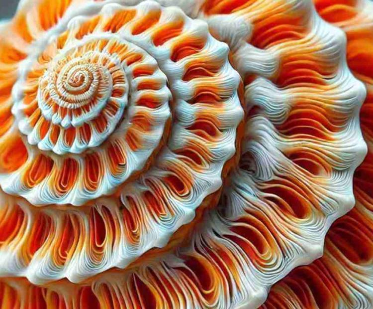 A close-up of a seashell revealing intricate patterns and textures, found along the shore.